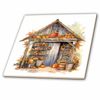 6 Inch Ceramic Tile - Fall Shed Illustration Illustrations