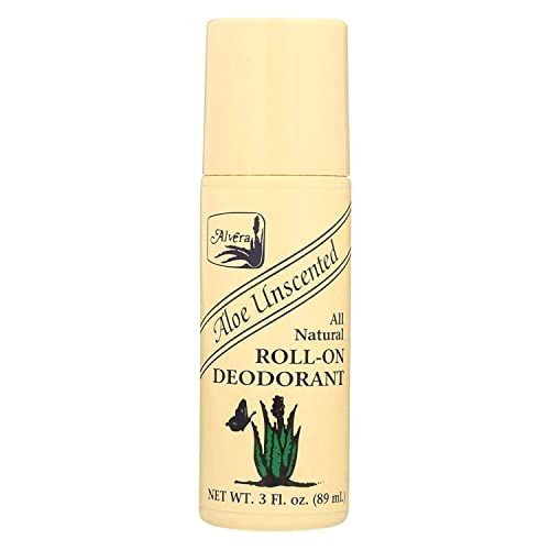 Alvera All Natural Roll-On Deodorant, Aloe Unscented, 3 oz, Pack of 3
