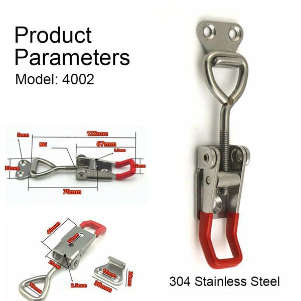 2PCS Adjustable Toggle Clamp, 122mm Toggle Catch Latch, Stainless Steel Toggle Clamp for Box Drawer Cabinet