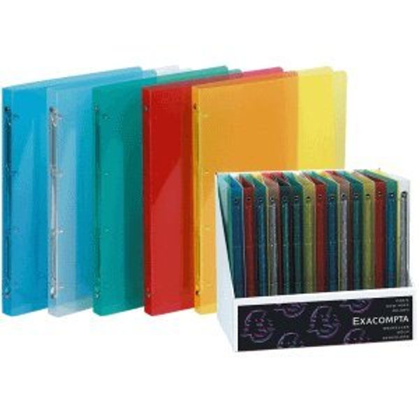 Exacompta 20 x Ring Binder Crystal A4 Polypropylene 20 mm 2 Rings Assorted Colours