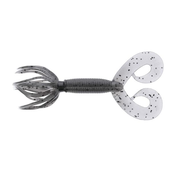 Yamamoto Double Tail Hula Grub 5", Smoke w/Large Black