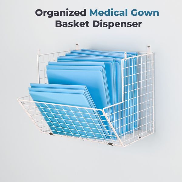 Medical Gown Dispenser Metal, Basket, Holds Up To 20 Gowns.