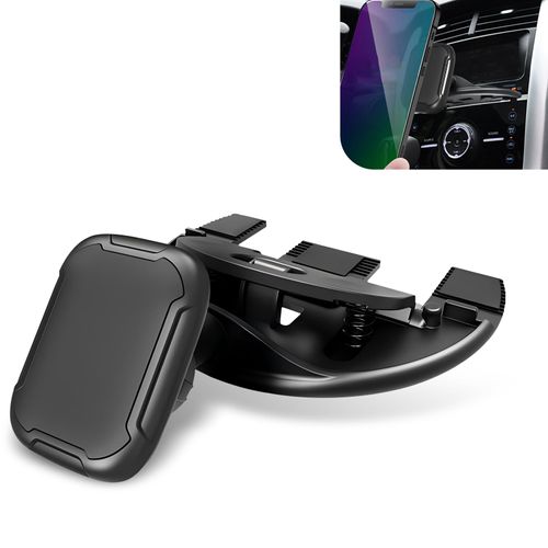 waswale 1 PC Car Adsorbable Mobile Phone Holder, Car Navigation Holder with CD Port Clip, Phone Stand with Soft Shock-Absorbing Silicone Clip, Universal for Most Cars with CD Port (Black #4)