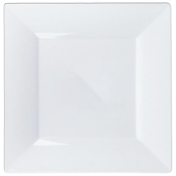 10.75" Disposable Fancy Square White Plastic Dinner Plates Splendid 50pcs