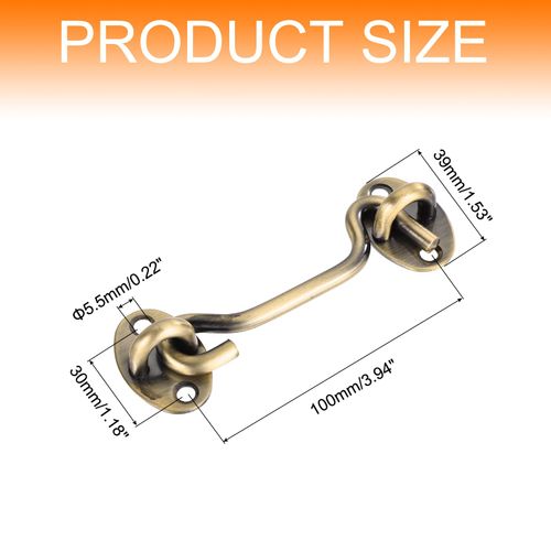 uxcell 2Pcs 4 Inch Hook and Eye Latch, Barn Door Lock Privacy Hardware Stainless Steel Gate Lock for Window Cabin Hooks Sliding Door Bedroom Bathroom, Bronze