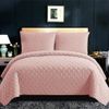 3 Piece Inspiration Quilted Bedspread Embossed Pattern Comforter Bedding Set Bed Throw with Pillow Case (Pink, Double)