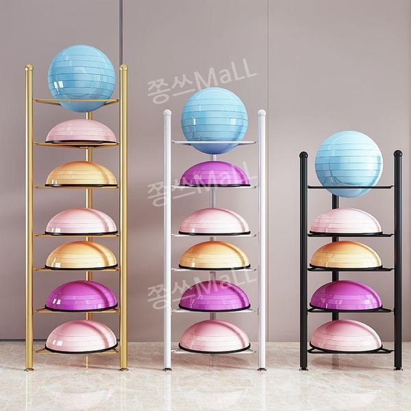 Half Gym Ball Display Rack Organizer Rack Storage Rack Pilates Organizer Stand Mat, Black 3 Tiers