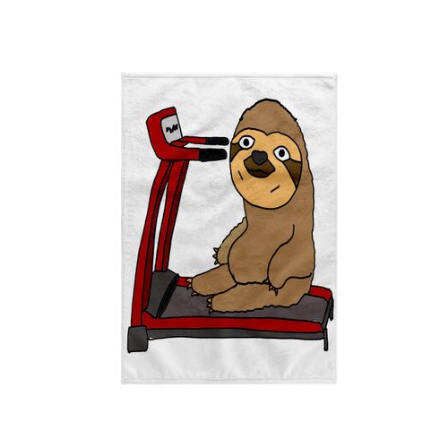 3dRose Cute Funny Sloth on Treadmill Exercise Cartoon Towel, 15" x 22"