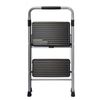 Gray & Black 2-Step Steel Large Platform & Foldable Step Stool