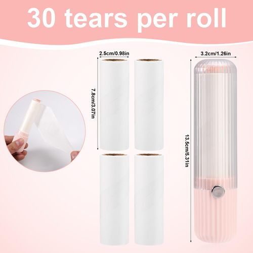 Mini Lint Roller, Reusable Compact Lint Roller with 5 Rolls Refills Portable Travel Lint Rollers Replacement Small Dust Roller for Clothes Pet Hairs Remover Sticky Roller Lint Shaver Tools for Home