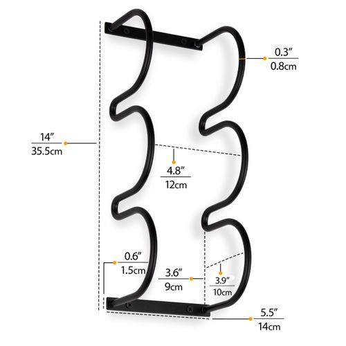 Wallniture Dijon Wine Rack Wall Mounted & Under Cabinet Wine Storage Racks Kitchen Organization and Storage 3 Wine Bottles, Steel Black
