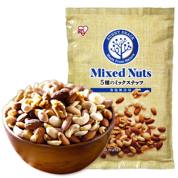 Iris Plaza Nuts, Unsalted, 5 Types, 30.9 oz (850 g), Unglazed (Almonds, Cashews, Walnuts, Macadamia Nuts, Peanuts), Mixed Nuts, Salt Free, Snacks