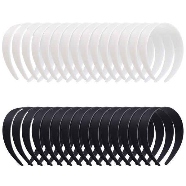 30PCS Plastic Headbands, Plain No Teeth DIY Plastic Headbands Hair Accessories for Women Girls