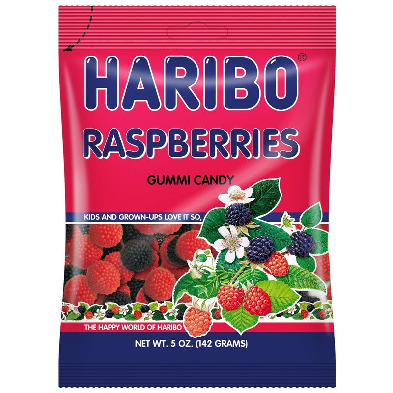 Haribo Raspberries Gummies 12 Pack Case of 5oz Bags - Online ...