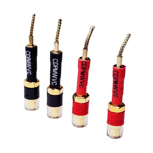 CDPMWVC Pin Banana Plugs to 4mm Female Banana Plugs for Speaker Wire - 4-Packs Braided-Type to 4mm