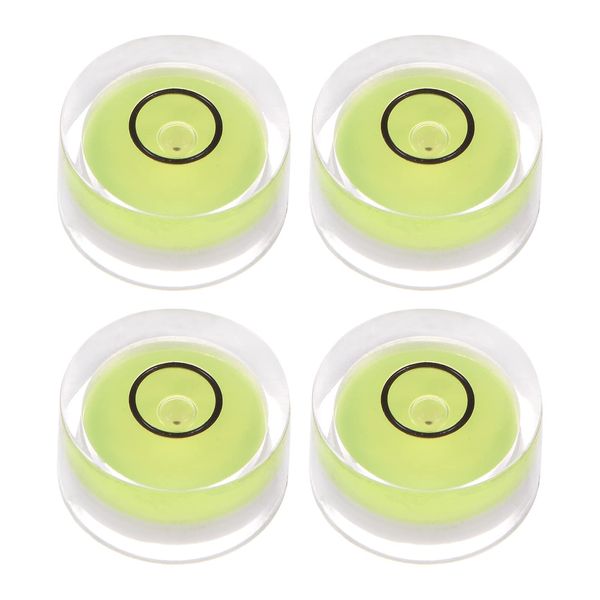 sourcing map 4pcs Round Bubble Level 15x8mm Mini Circular Bullseye Spirit Levels Degree Marked for Leveling Camera Tripod Telescope Workshop Turntable, Lime