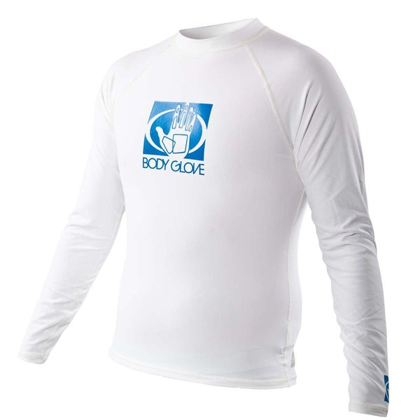 Body Glove Wetsuit Junior Basic Fitted Long Arm Rash Guard, White, 8