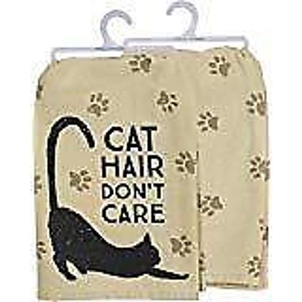 Primitives by Kathy Pet Love Cotton Dish Towel, Cat Hair, Don't Care