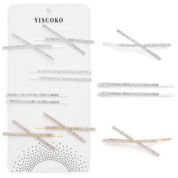 YISCOKO 8PCS Strasssteine Bobby Pins Haarnadeln Haarnadel Silber Haarklammer Glitzer Glitzer Haarspangen Haarspange Silber Haarspangen Silber für Mädchen Damen.