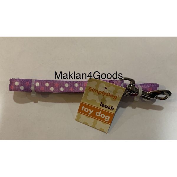 Simply Dog Toy Dog Purple Pink Bouncing Dot Pet Leash 4 foot x .39 inches NEW