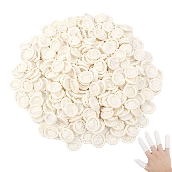 300 Pieces Finger Cots, Latex Finger Protectors Anti-static Finger Covers Anti Slip Latex Thumb Protector Finger Cot for Beauty Electronic Repair (White)