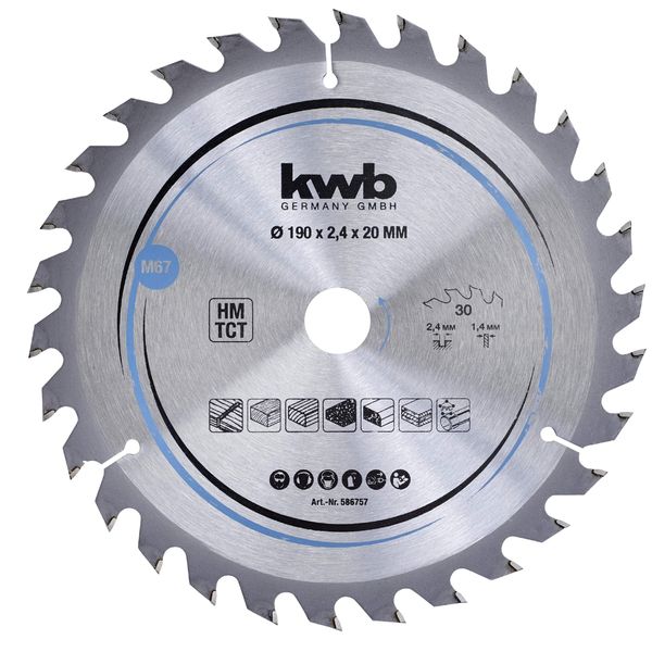 KWB Circular Saw Blade 190 x 20 mm - Fast Cut, Suitable for SOFTWOOD and Hardwood, CHIPBOARD and MDF