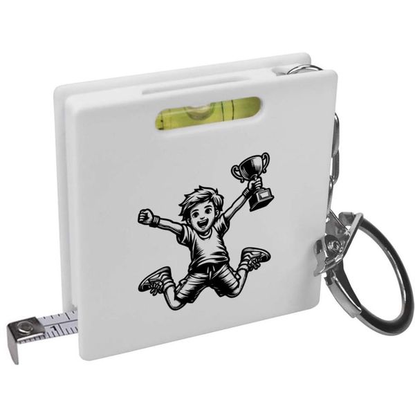 Azeeda 'Boy With Trophy' Keyring Tape Measure/Spirit Level Tool (KM00038454)