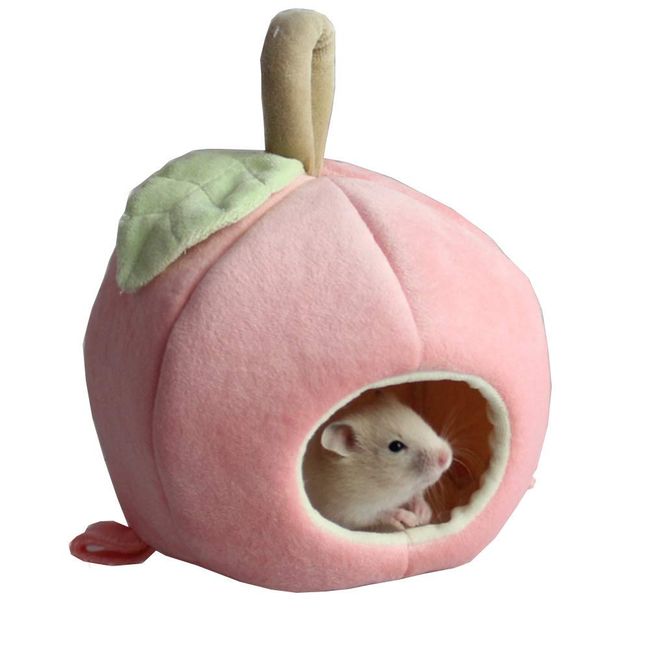 ANIAC Pet Winter Hanging Fruit House Hammock Warm Bed Nest Accessories for Hamster Guinea Pig Hedgehog Chinchilla Hamster and Small Animals (Pink)