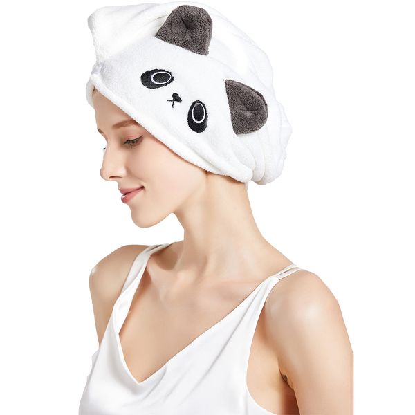 MAISUIZI Panda Hair Towels Wrap Super Absorbent Quick Dry Cute Animal Hair Turbans panda gift Hair Towels for Women Anti Frizz