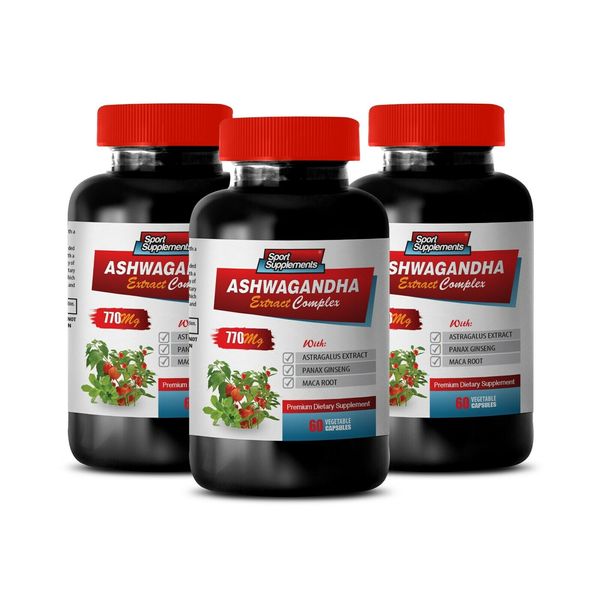 energy pills - ASHWAGANDHA ROOT COMPLEX 770mg - antidepressant - 3 Bottles