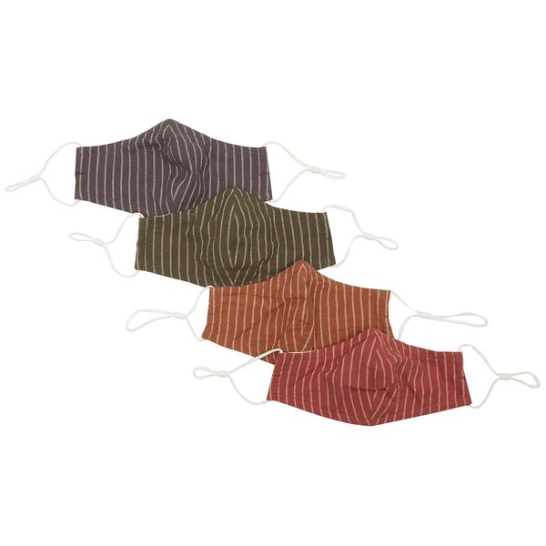 Quality Durables 4-Pack Reusable Woven Face Covering Costume Mask, Red/Taupe/Olive/Black, S/M