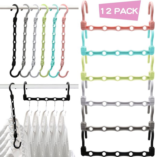 Closet Organizers and Storage,12 Pack Sturdy Hanger for Heavy Clothes,Upgraded Space Saving Hangers,Magic Closet Organization Clothe Hanger,College Dorm Room Essentials