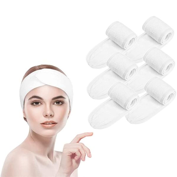 Bangshou 6 Pcs Spa Facial Headband,Makeup Head Wraps for Women,Adjustable Skincare Hair Band for Washing Face,Bath,Sport&Yoga