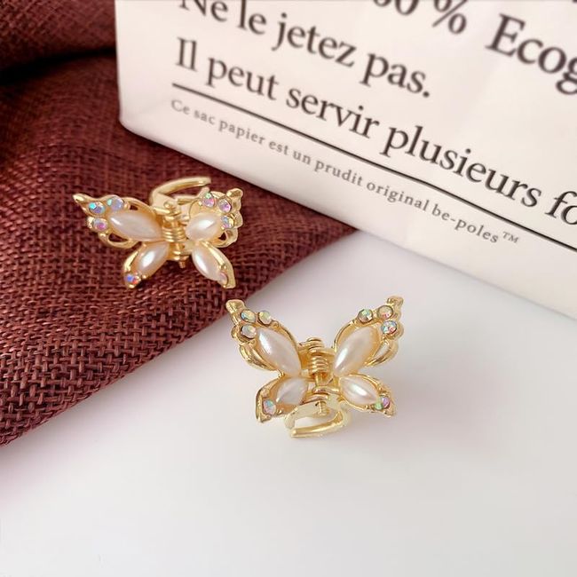 Hair Clips, Butterfly Hair Claw Clips Small, 2 PC Mini Hair Claws for Party Wedding Daily, Gold Hair accessories for Women Ladies Girls Flower Girls Bridesmaids