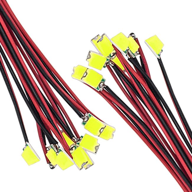 DiCUNO 20 Stk. gelötete Mini LED Leuchtdiode 0805, vorverdrahtet SMD Mikro LED Dioden 16CM, für DIY, Modellbau, Modelllayout, Dekor, Farbe: Weiß