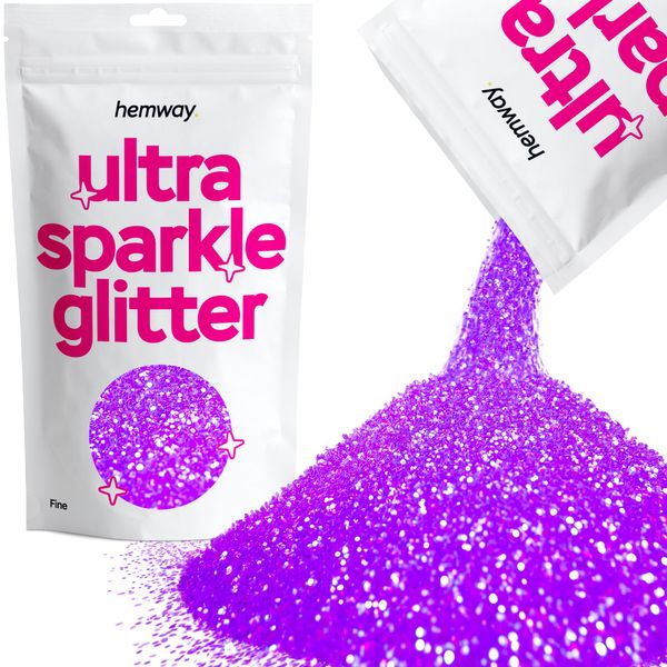 Fluorescent Purple Fine Ultra Sparkle Glitter, 100g / 3.5oz Glitters Powder Packs for Resin, Craft Glitter for Tumblers Candle Slime, Festival Body Face Nail Glitter Purple