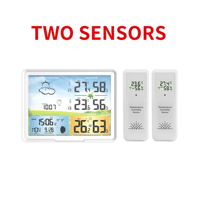 Multifunctional Wireless Weather Station Digital Color Display Barometer  Thermometer Hygrometer Clock Forecast Outdoor Sensor - AliExpress