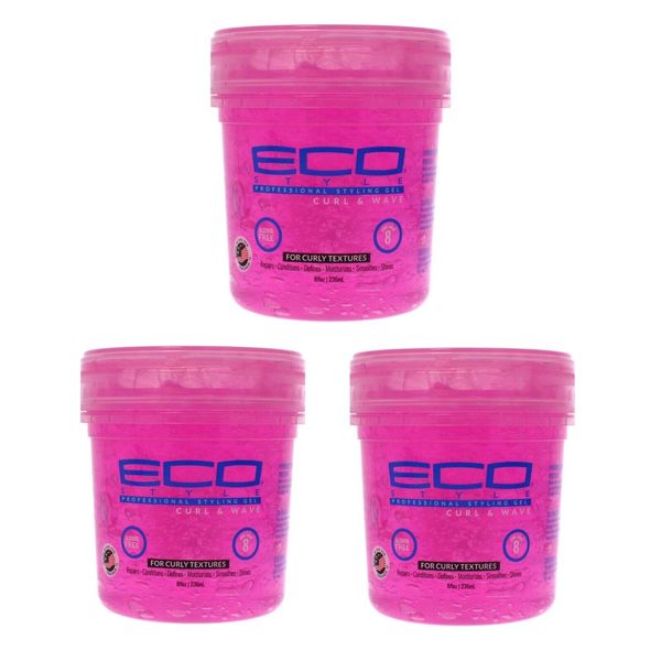 3x Eco Styler Curl and Wave Styling Gel Pink 8oz