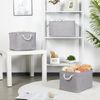 Bidtakay Storage Baskets Gray 3 Pack Shelf Baskets Collapsible Storage Bins for