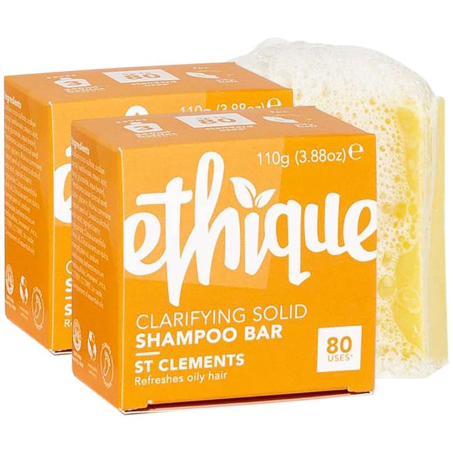 Ethique St Clements Clarifying Solid Shampoo Bar for Oily Hair - Plastic-Free, Vegan, Cruelty-Free, Eco-Friendly, 3.88 oz (Pack of 2)