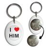 I Love Him - White Plastic Shopping Trolley £1 Coin Key Ring