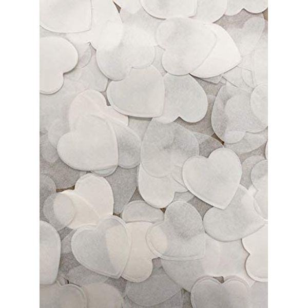 white heart tissue paper confetti table decoration, wedding confetti
