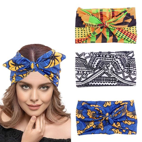 Yean Breites Stirnband, afrikanisches geknotetes Haarband, elastische Blume, Turban, Headwraps Boho-Haarschmuck für Damen und Mädchen (3 Stück)