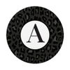 Monogram Letter A Initial Black Light Grey Leopard Print PopSockets Swappable PopGrip