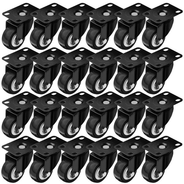 Online Best Service 24 Pack Swivel 2" Caster Wheels Rubber Base with Top Plate & Bearing Heavy Duty (24 Pack Without Brake)