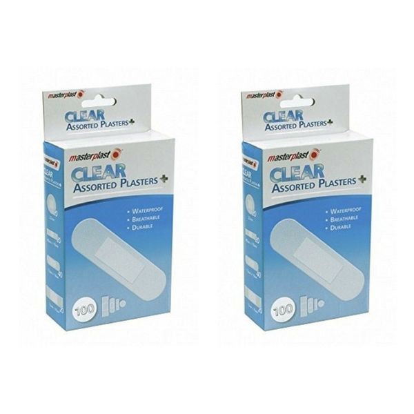 Masterplast Clear Assorted plasters x 2 Pack - 200 in Total