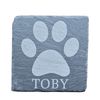 Personalised Slate Coaster, PawPrint Laser Engraved 100mm