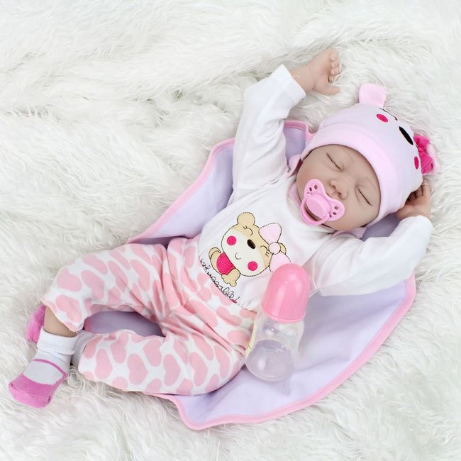 Kaydora Reborn Baby Dolls Girl - 22 Inch Soft Weighted Body Lifelike Newborn Girl Doll, Handmade Silicone Realistic Sleeping Baby Doll That Look Real, Kids Gift Box for 3+ Year Old
