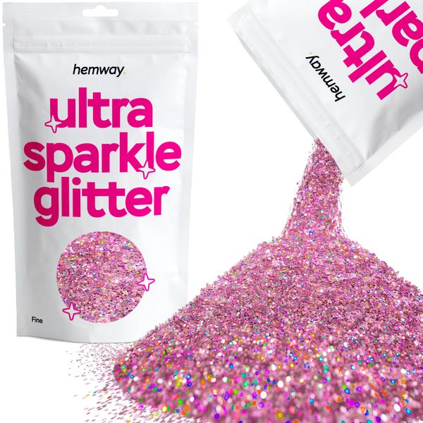 Pink Holographic Fine Ultra Sparkle Glitter, 100g / 3.5oz Glitters Powder Packs for Resin, Craft Glitter for Tumblers Candle Slime, Festival Body Face Nail Glitter Pink Holographic