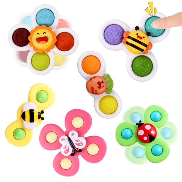 Suction Cup Spinner Toy for Baby - Suction Cup Fidget Spinner Toys Bath Toys Window Spinning Top Baby Toys 12-18 Months Christmas Birthday Gifts for 1 2 3 Boys Girls Sensory Toys for Toddlers 1-3